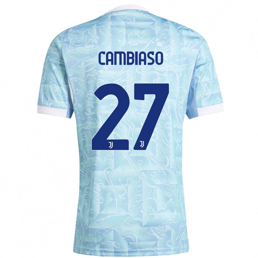 Danxen Homem Camisola Andrea Cambiaso #27 Azul Celeste Amarelo Alternativa 2025/26 Camisa