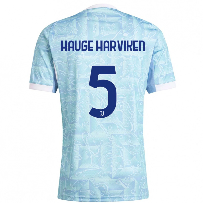 Danxen Homem Camisola Mathilde Hauge Harviken #5 Azul Celeste Amarelo Alternativa 2025/26 Camisa
