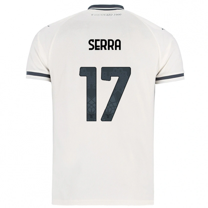 Danxen Homem Camisola Federico Serra #17 Branco Marinho Alternativa 2025/26 Camisa