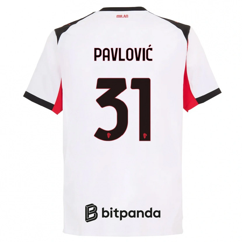 Danxen Homem Camisola Strahinja Pavlović #31 Branco Preto Alternativa 2025/26 Camisa
