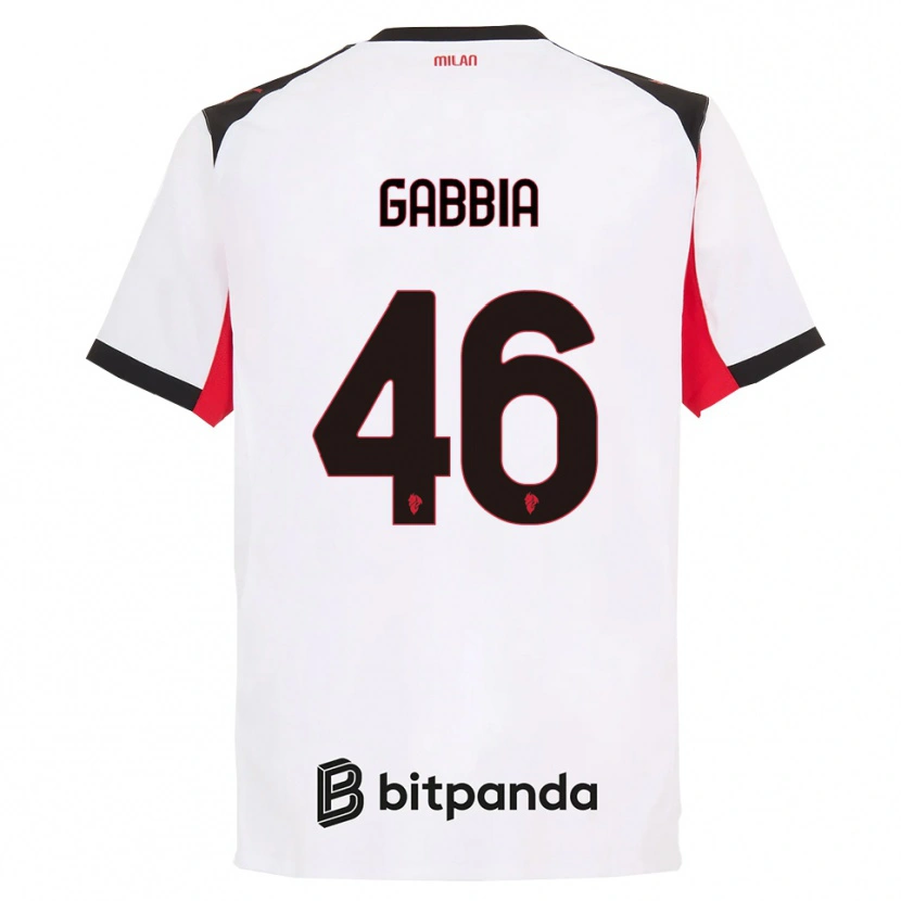 Danxen Homem Camisola Matteo Gabbia #46 Branco Preto Alternativa 2025/26 Camisa