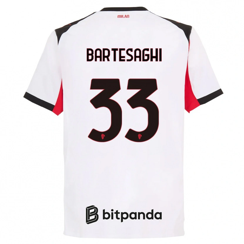 Danxen Homem Camisola Davide Bartesaghi #33 Branco Preto Alternativa 2025/26 Camisa