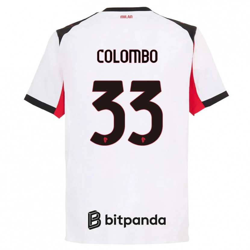 Danxen Homem Camisola Federico Colombo #33 Branco Preto Alternativa 2025/26 Camisa