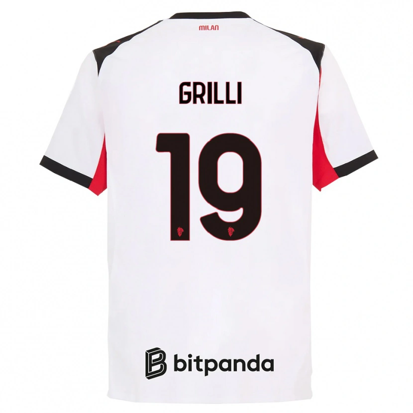 Danxen Homem Camisola Lorenzo Grilli #19 Branco Preto Alternativa 2025/26 Camisa