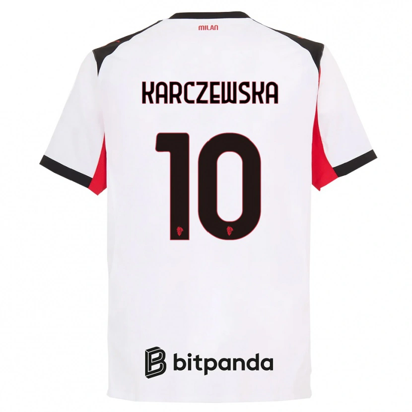 Danxen Homem Camisola Nikola Karczewska #10 Branco Preto Alternativa 2025/26 Camisa