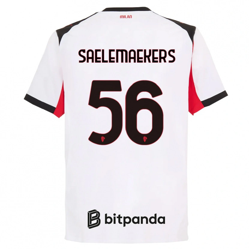 Danxen Homem Camisola Alexis Saelemaekers #56 Branco Preto Alternativa 2025/26 Camisa
