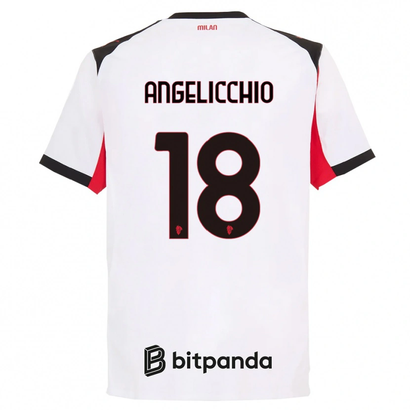 Danxen Homem Camisola Mattia Angelicchio #18 Branco Preto Alternativa 2025/26 Camisa