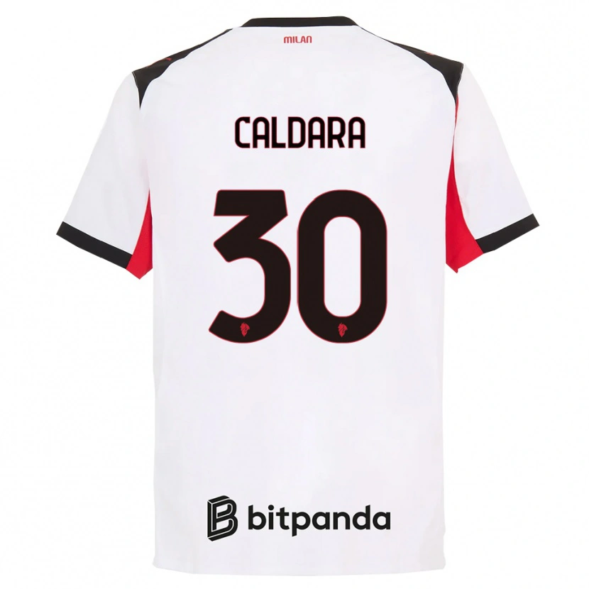 Danxen Homem Camisola Mattia Caldara #30 Branco Preto Alternativa 2025/26 Camisa