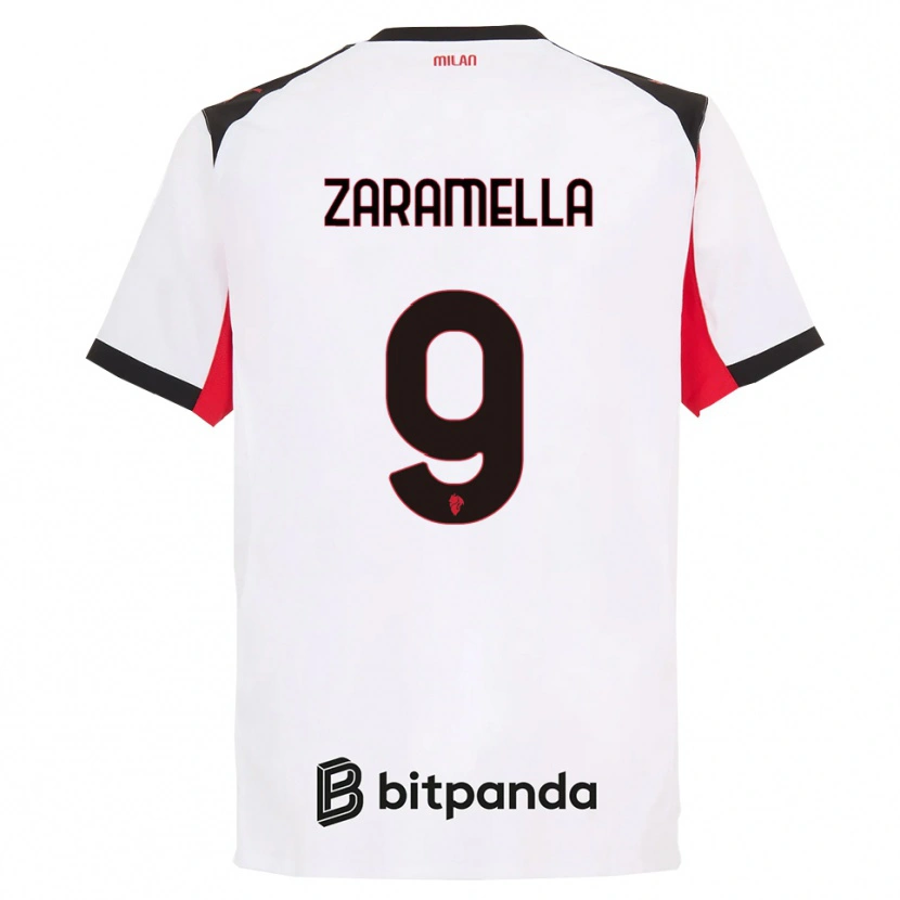 Danxen Homem Camisola Mattia Zaramella #9 Branco Preto Alternativa 2025/26 Camisa