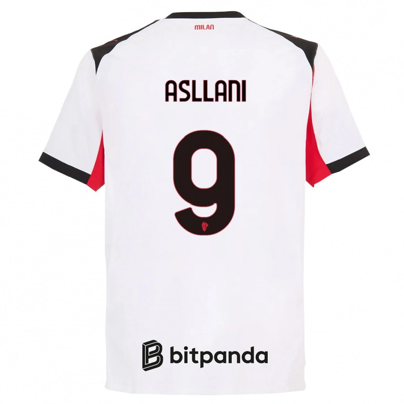 Danxen Homem Camisola Kosovare Asllani #9 Branco Preto Alternativa 2025/26 Camisa
