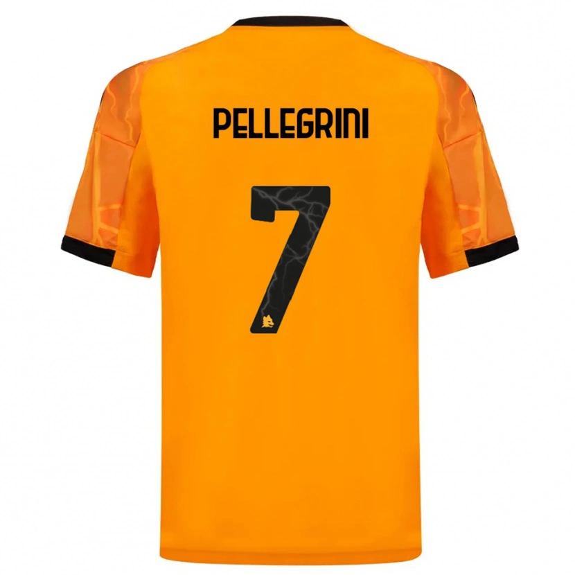 Danxen Homem Camisola Lorenzo Pellegrini #7 Laranja Preto Alternativa 2025/26 Camisa