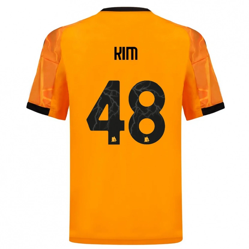 Danxen Homem Camisola Shin-Ji Kim #48 Laranja Preto Alternativa 2025/26 Camisa