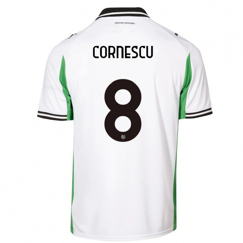 Danxen Homem Camisola Iustin Cornescu #8 Branco Verde Preto Alternativa 2025/26 Camisa