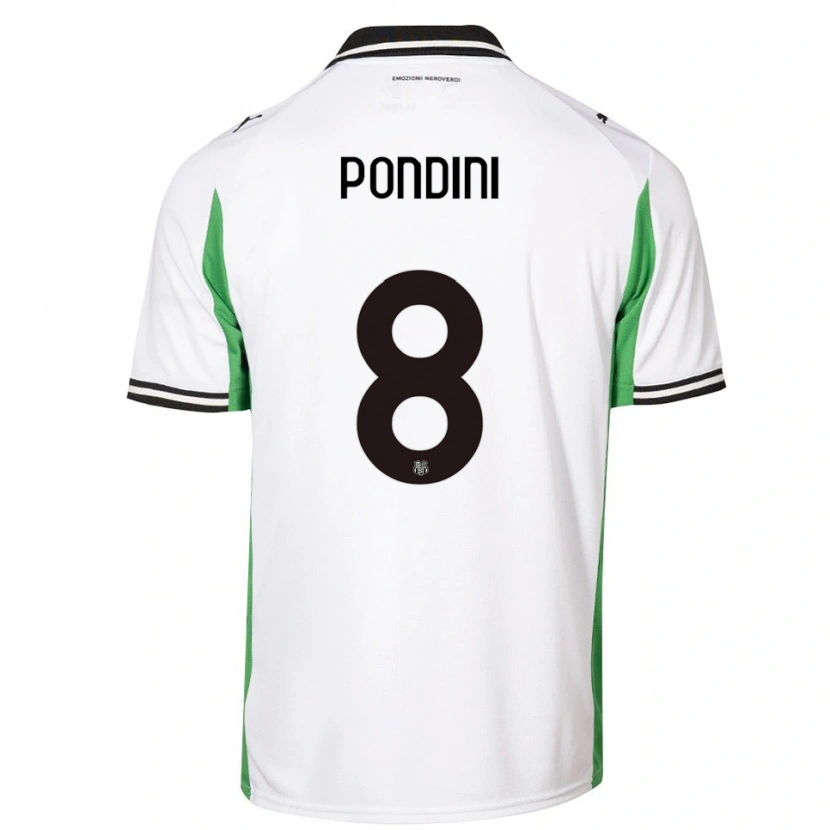 Danxen Homem Camisola Giada Pondini #8 Branco Verde Preto Alternativa 2025/26 Camisa