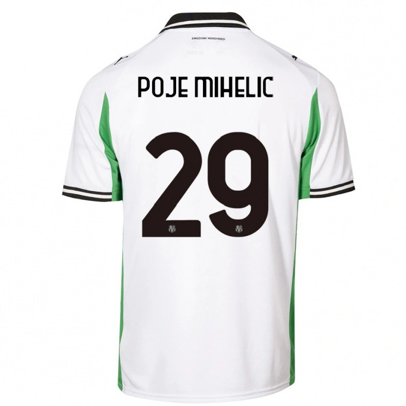 Danxen Homem Camisola Naja Poje Mihelič #29 Branco Verde Preto Alternativa 2025/26 Camisa