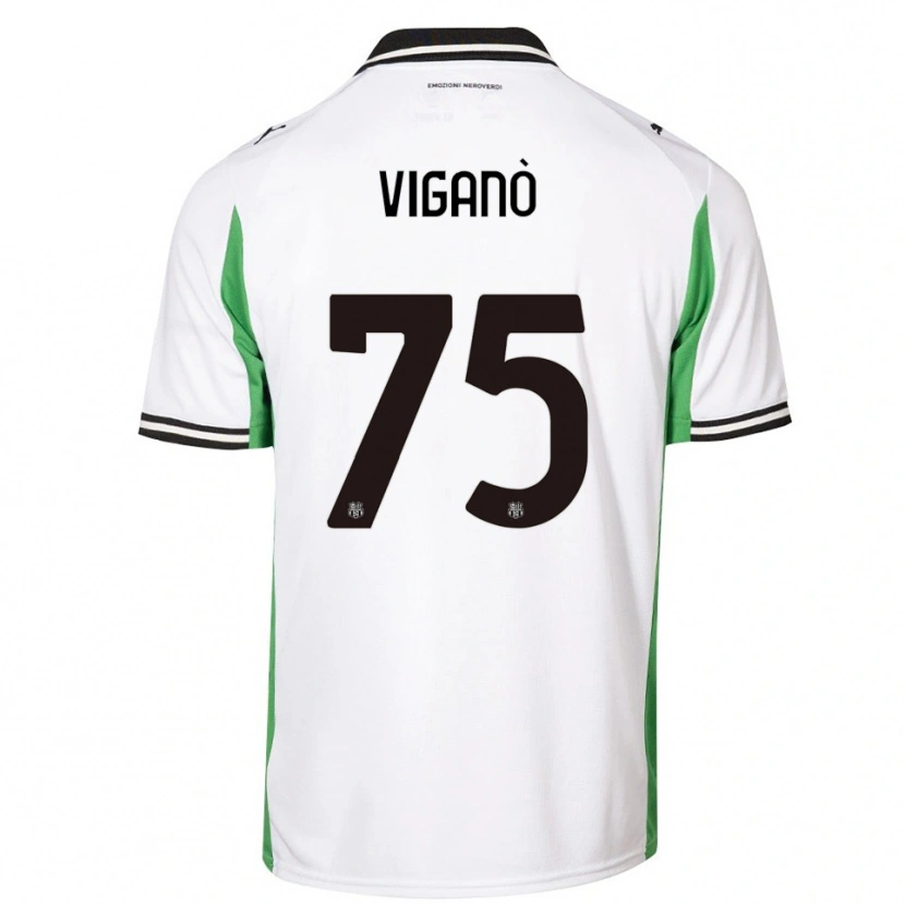 Danxen Homem Camisola Lorenzo Viganò #75 Branco Verde Preto Alternativa 2025/26 Camisa