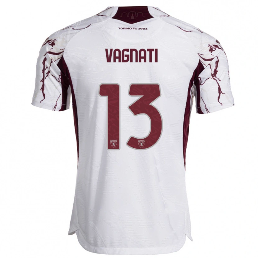 Danxen Homem Camisola Manuel Vagnati #13 Branco Borgonha Alternativa 2025/26 Camisa
