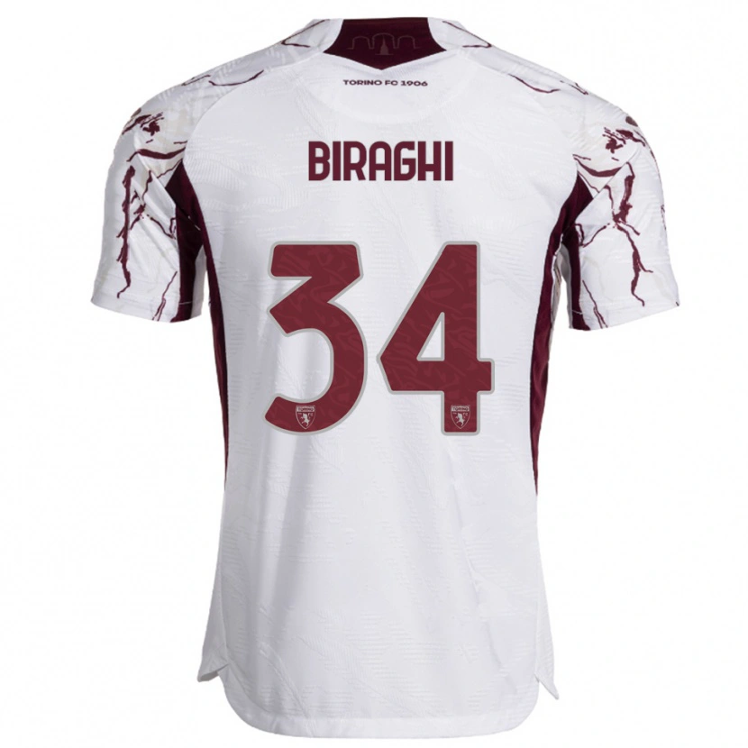 Danxen Homem Camisola Cristiano Biraghi #34 Branco Borgonha Alternativa 2025/26 Camisa