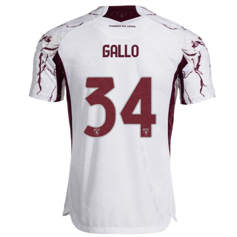 Danxen Homem Camisola Tommaso Gallo #34 Branco Borgonha Alternativa 2025/26 Camisa