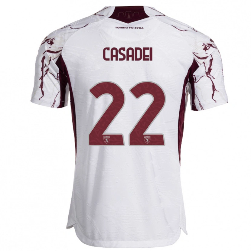 Danxen Homem Camisola Cesare Casadei #22 Branco Borgonha Alternativa 2025/26 Camisa