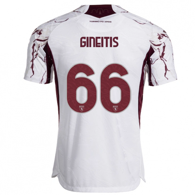 Danxen Homem Camisola Gvidas Gineitis #66 Branco Borgonha Alternativa 2025/26 Camisa