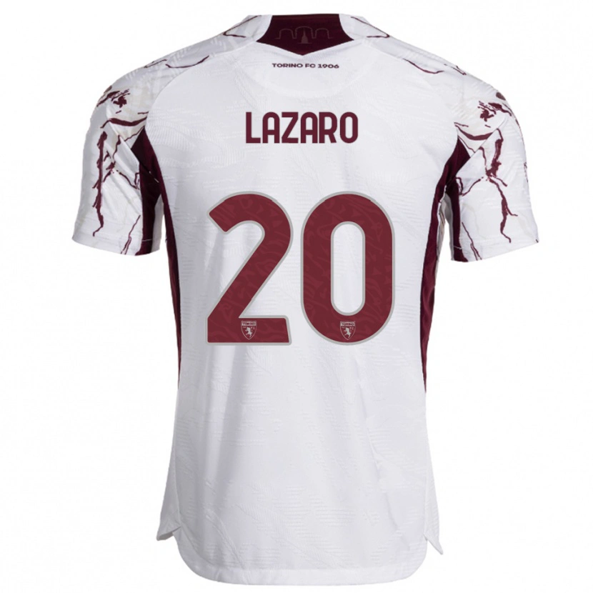 Danxen Homem Camisola Valentino Lazaro #20 Branco Borgonha Alternativa 2025/26 Camisa