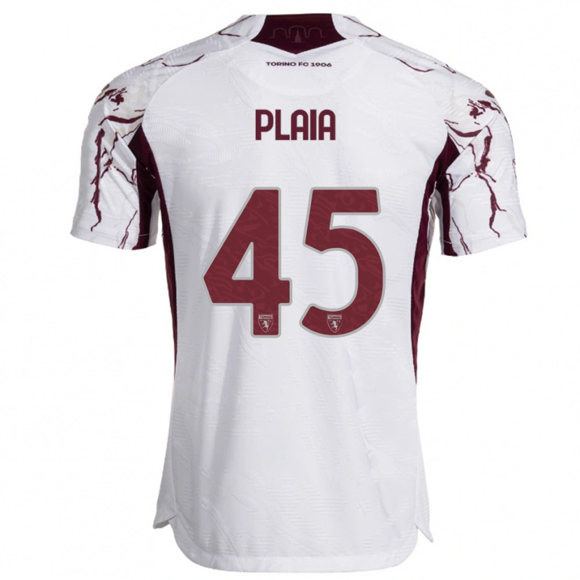 Danxen Homem Camisola Francesco Plaia #45 Branco Borgonha Alternativa 2025/26 Camisa