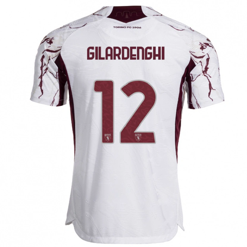 Danxen Homem Camisola Riccardo Gilardenghi #12 Branco Borgonha Alternativa 2025/26 Camisa