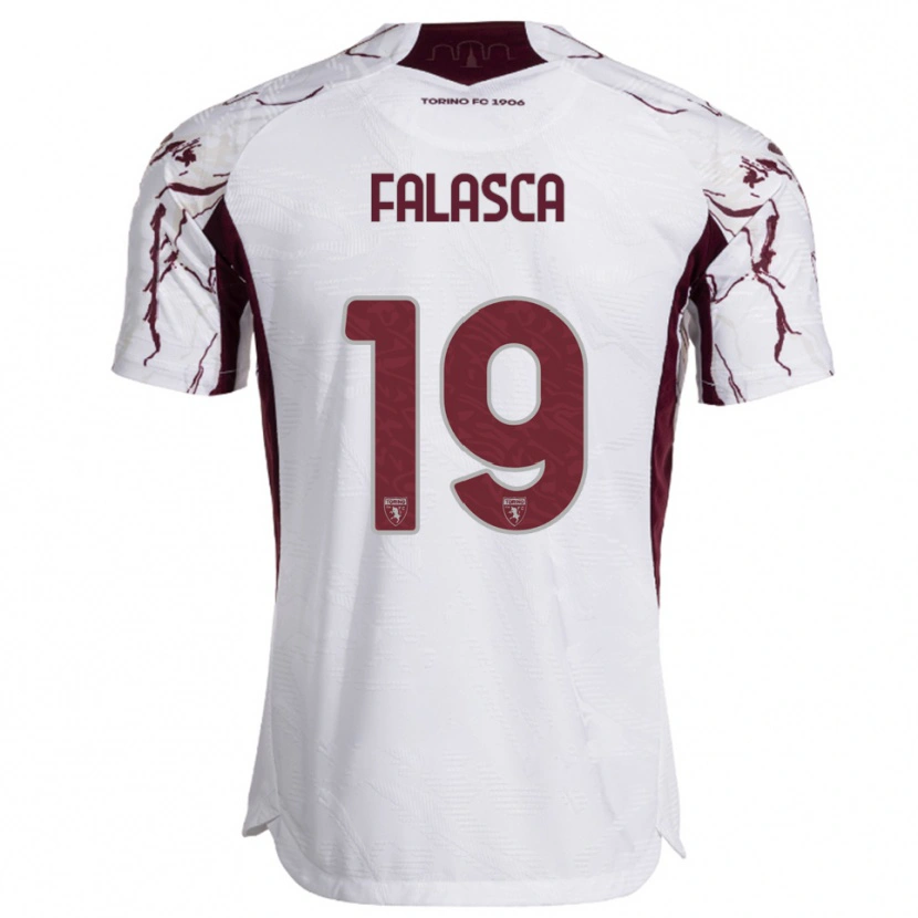 Danxen Homem Camisola Gabriele Falasca #19 Branco Borgonha Alternativa 2025/26 Camisa