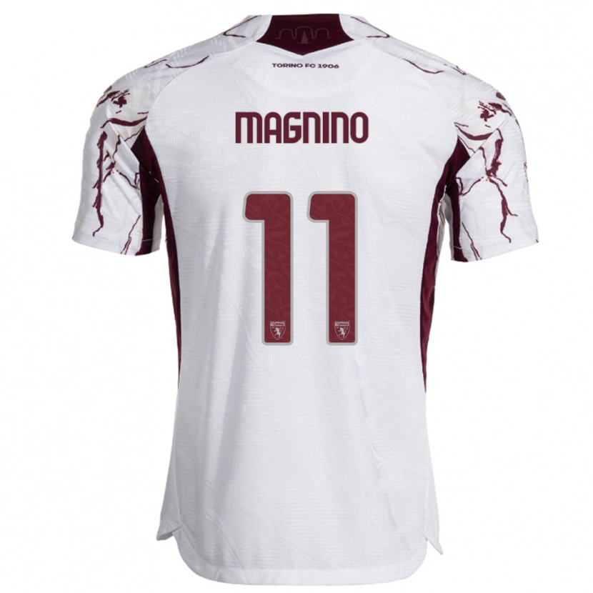 Danxen Homem Camisola Emanuele Magnino #11 Branco Borgonha Alternativa 2025/26 Camisa
