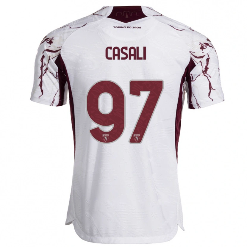 Danxen Homem Camisola Michele Casali #97 Branco Borgonha Alternativa 2025/26 Camisa