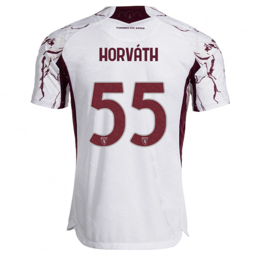 Danxen Homem Camisola Krisztofer Horváth #55 Branco Borgonha Alternativa 2025/26 Camisa