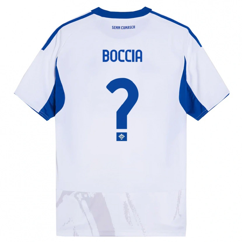 Danxen Homem Camisola Thomas Boccia #0 Branco Azul Alternativa 2025/26 Camisa