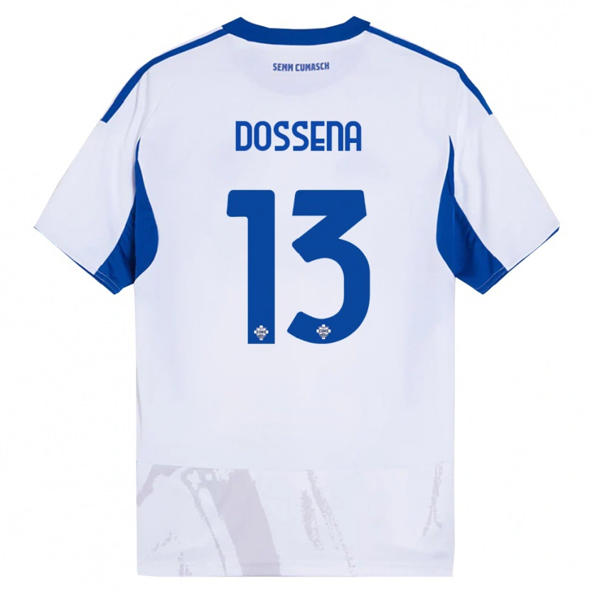 Danxen Homem Camisola Alberto Dossena #13 Branco Azul Alternativa 2025/26 Camisa