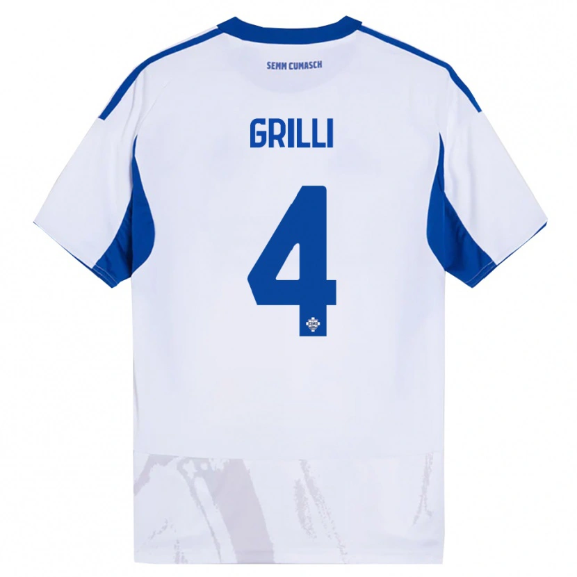 Danxen Homem Camisola Federico Grilli #4 Branco Azul Alternativa 2025/26 Camisa