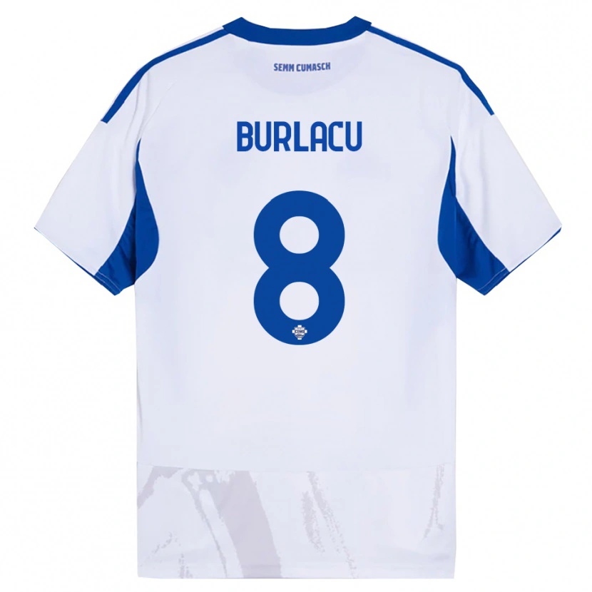 Danxen Homem Camisola Sebastian Burlacu #8 Branco Azul Alternativa 2025/26 Camisa