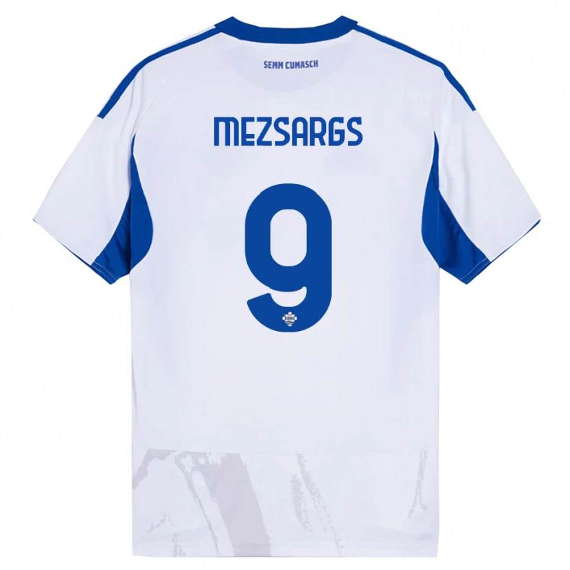 Danxen Homem Camisola Kristians Mezsargs #9 Branco Azul Alternativa 2025/26 Camisa