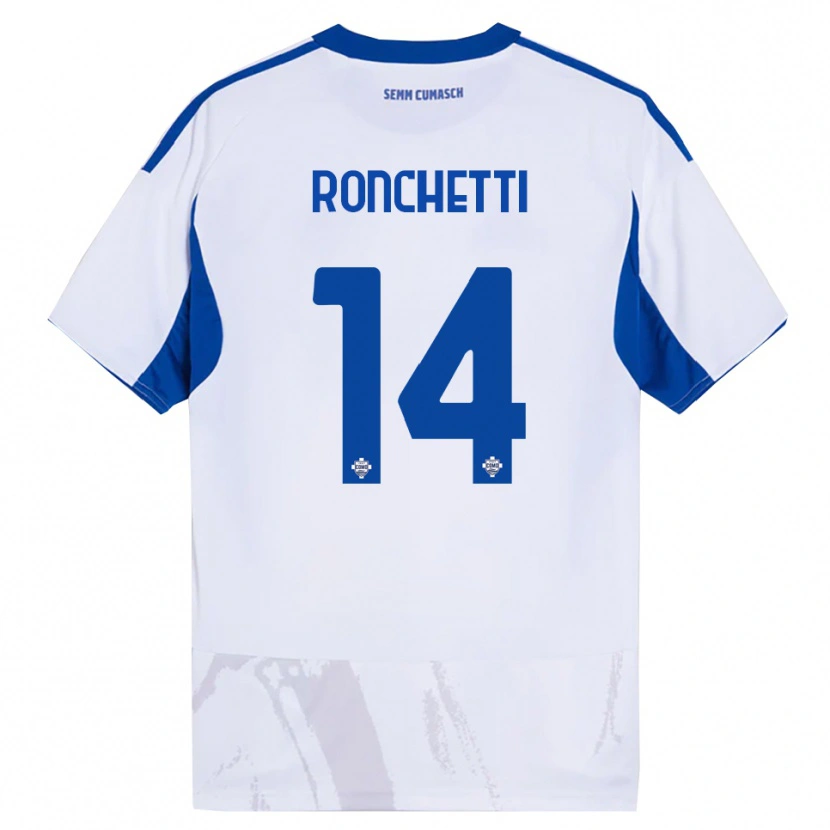 Danxen Homem Camisola Fabio Ronchetti #14 Branco Azul Alternativa 2025/26 Camisa