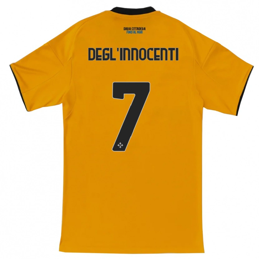 Danxen Homem Camisola Tommaso Degl'innocenti #7 Laranja Azul Alternativa 2025/26 Camisa