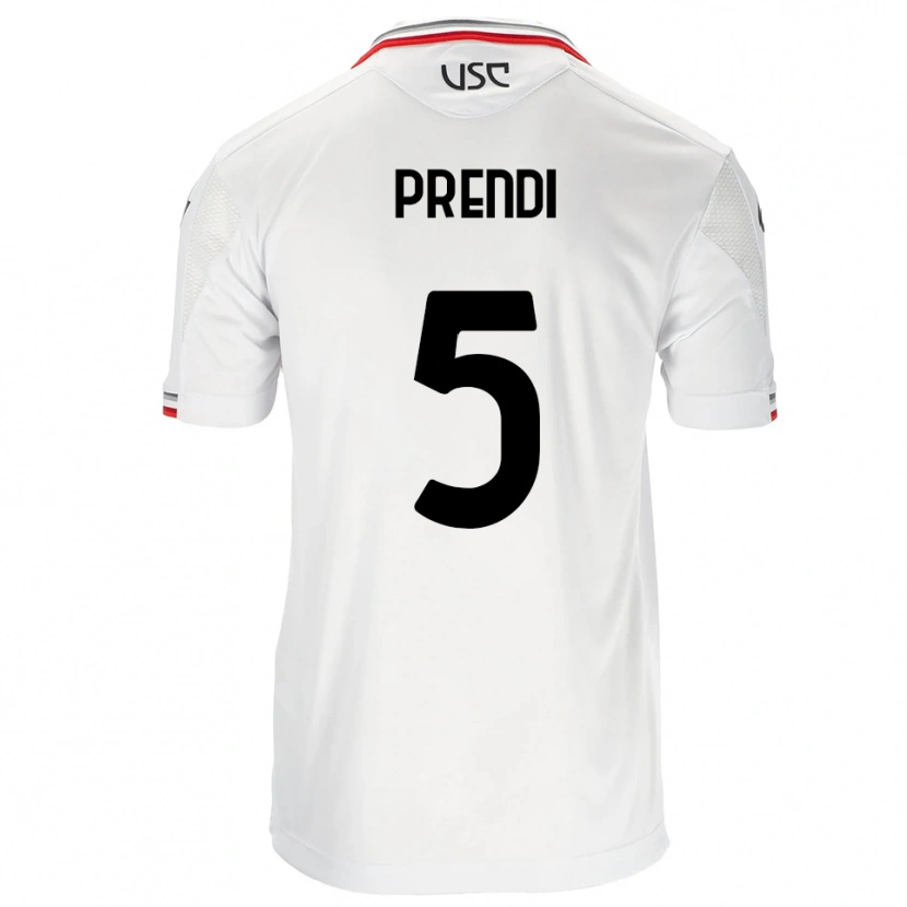 Danxen Homem Camisola Denis Prendi #5 Branco Vermelho Alternativa 2025/26 Camisa