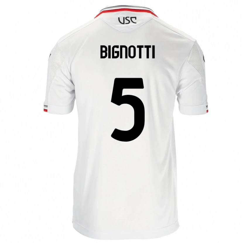 Danxen Homem Camisola Francesco Bignotti #5 Branco Vermelho Alternativa 2025/26 Camisa