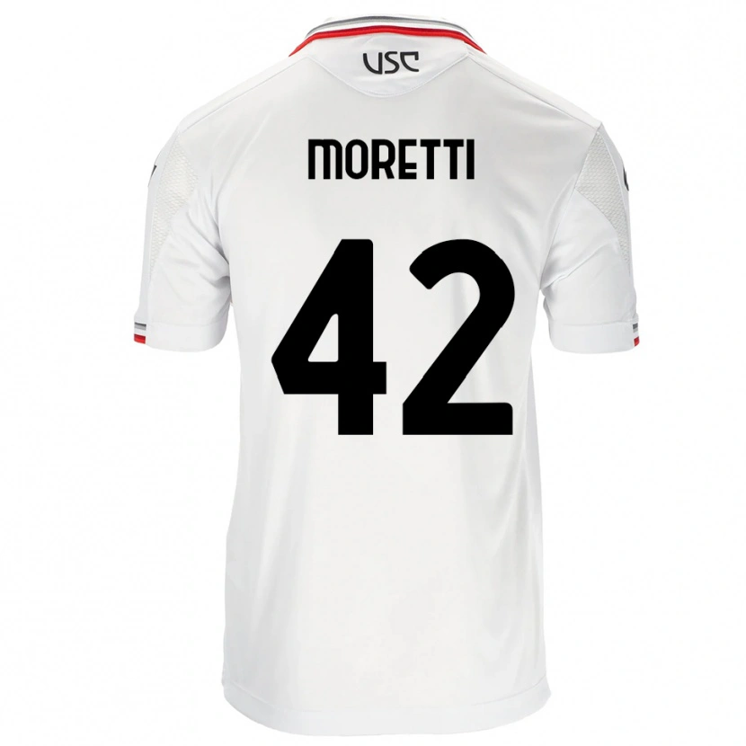 Danxen Homem Camisola Lorenzo Moretti #42 Branco Vermelho Alternativa 2025/26 Camisa