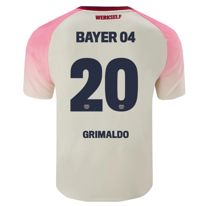 Danxen Homem Camisola Alejandro Grimaldo #20 Rosa Branco Sujo Alternativa 2025/26 Camisa