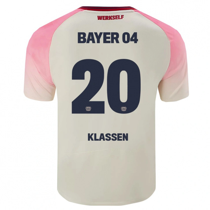 Danxen Homem Camisola Ole Klaßen #20 Rosa Branco Sujo Alternativa 2025/26 Camisa