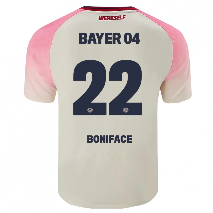 Danxen Homem Camisola Victor Boniface #22 Rosa Branco Sujo Alternativa 2025/26 Camisa
