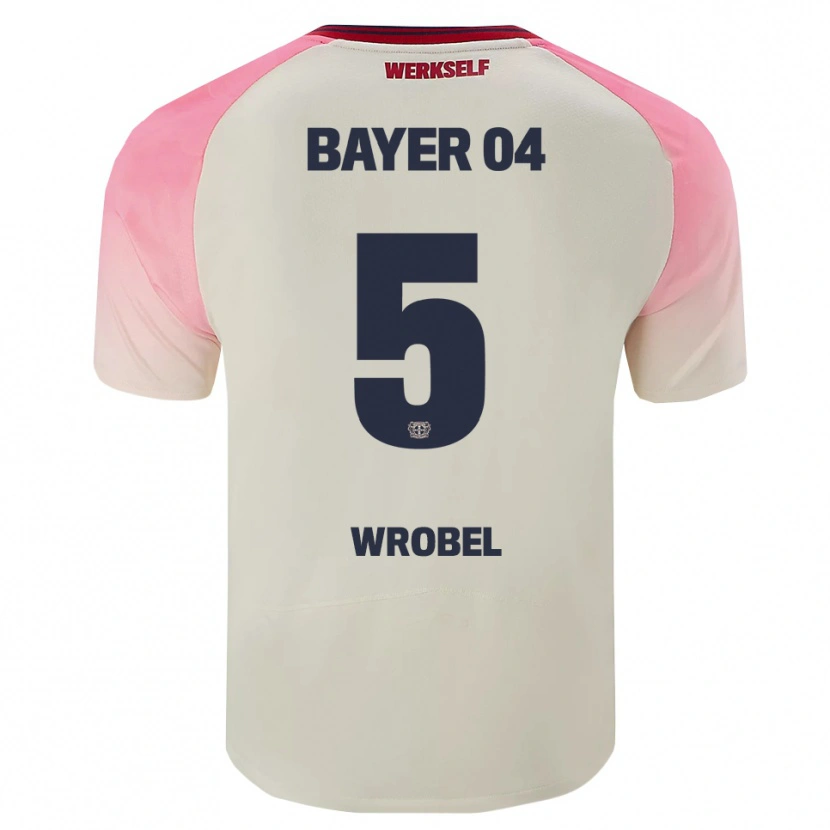 Danxen Homem Camisola Max Wrobel #5 Rosa Branco Sujo Alternativa 2025/26 Camisa