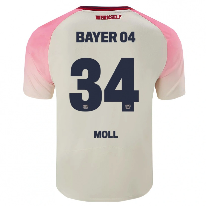 Danxen Homem Camisola Anne Moll #34 Rosa Branco Sujo Alternativa 2025/26 Camisa