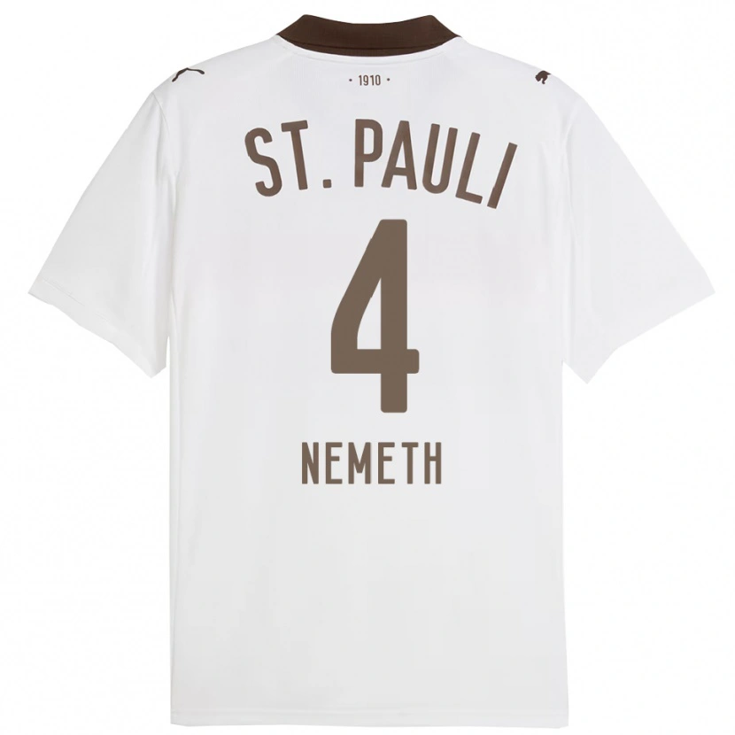Danxen Homem Camisola David Nemeth #4 Branco Vermelho Alternativa 2025/26 Camisa