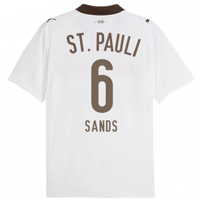 Danxen Homem Camisola James Sands #6 Branco Vermelho Alternativa 2025/26 Camisa