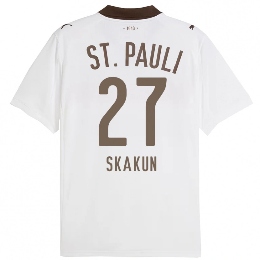 Danxen Homem Camisola Oleg Skakun #27 Branco Vermelho Alternativa 2025/26 Camisa